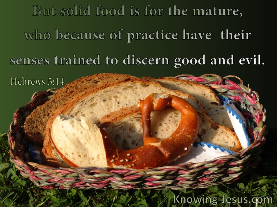 Hebrews 5:14 Food Is For The Mature To Discern Good And Evil (green)